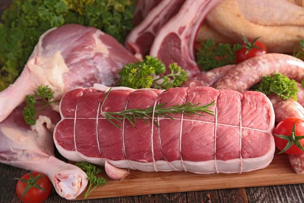 Sortiment an rohem Fleisch — Stockfoto