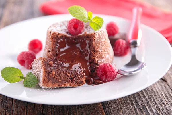 Berry meyve ile çikolatalı kek — Stok fotoğraf