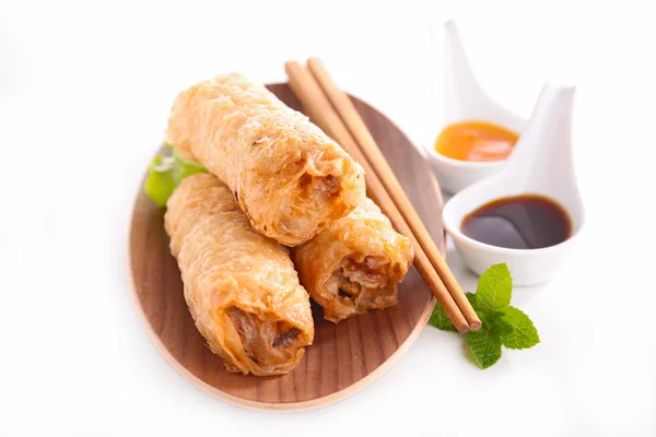 Spring roll and sauce — Stock Photo, Image