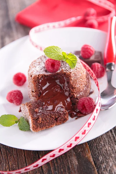 Csokoládé torta málna — Stock Fotó