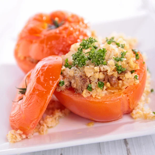 Baked tomatoes on plate — Stock Photo, Image