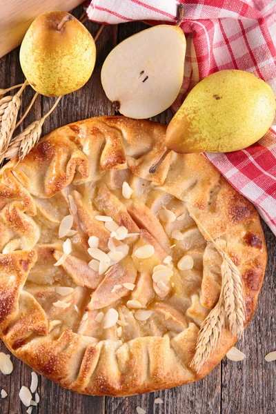 Rustik pear tart och mandel — Stockfoto