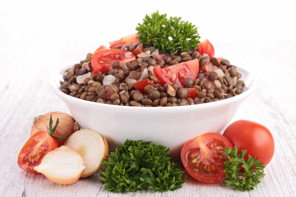 Bowl of lentils salad