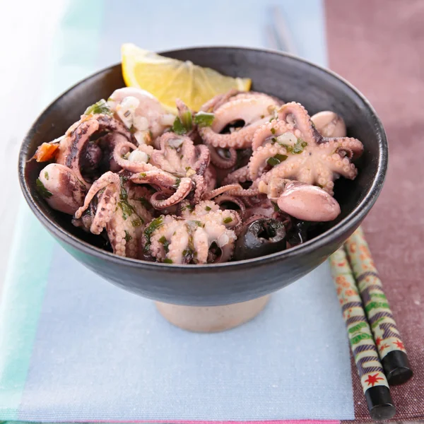 Seafood salad in bowl — Stock Photo, Image