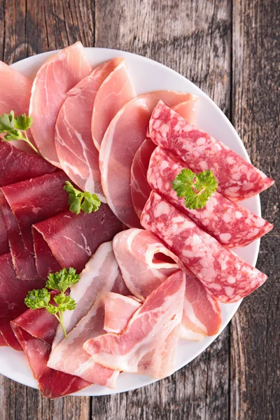 Salsiccia, salame, pancetta — Foto Stock