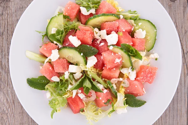 Watermelon, cheese and cucumber — Stock Photo, Image