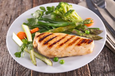 Chicken breast and asparagus clipart