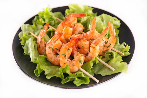 Fried shrimp and salad — Stock Photo, Image