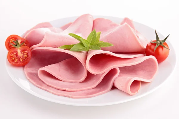 Fresh ham on plate — Stock Photo, Image