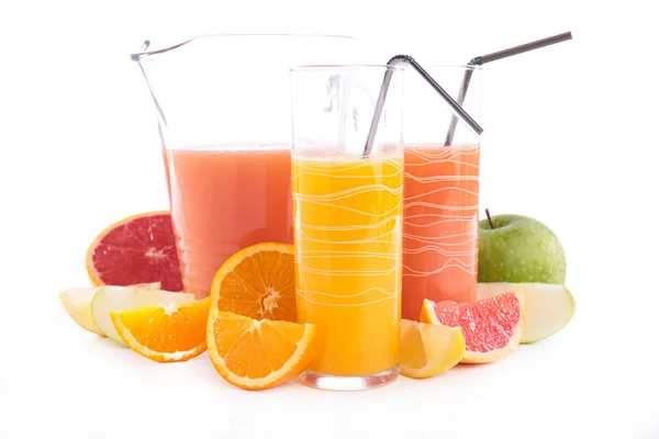 Fruit juices with fresh fruits — Stock Photo, Image