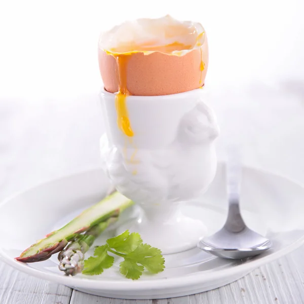 Boiled egg in eggcup — Stock Photo, Image