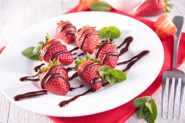 Tasty strawberries and chocolate clipart