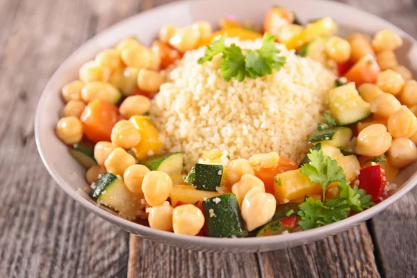 Close up of meal with couscous — Stock Photo, Image