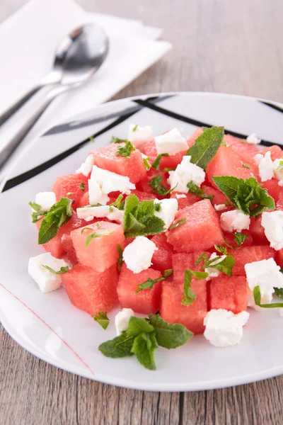 Watermelon salad with cheese — Stock Photo, Image