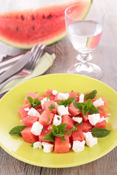 Watermelon salad with cheese