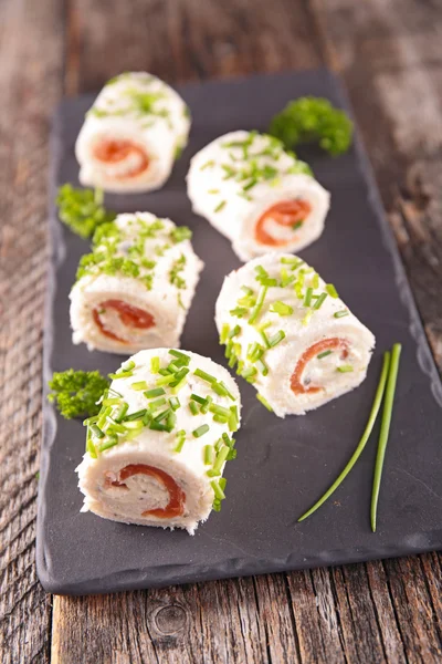 Rolls with cheese and salmon — Stock Photo, Image