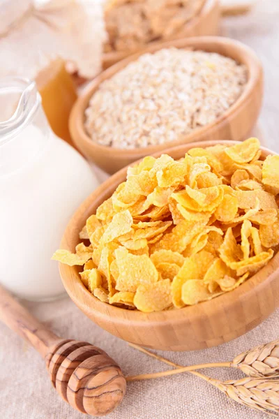 Bowls of different flakes — Stock Photo, Image