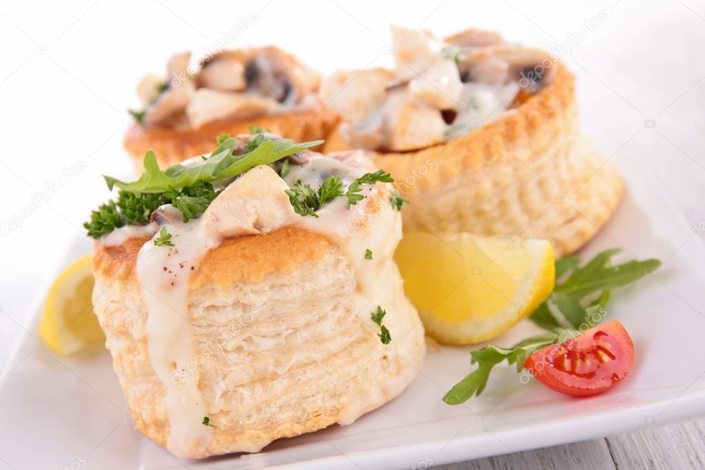 Appetizers with chicken and mushrooms