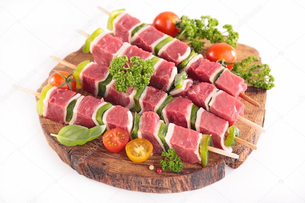 Raw beef meat on sticks ⬇ Stock Photo, Image by © studioM 72129627