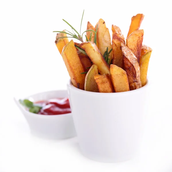 Pommes und Ketchup — Stockfoto