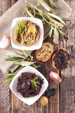 Olive tapenade with ingredients clipart