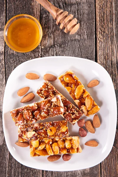 Almond honey bar — Stock Photo, Image