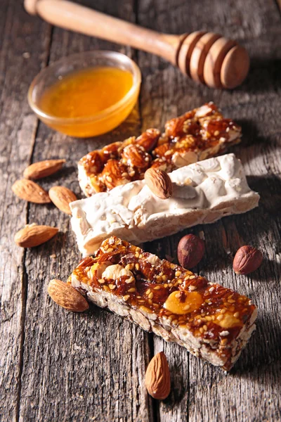 Almond honey bar, confectionery — Stock Photo, Image