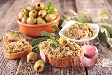 Green olives and tapenade clipart