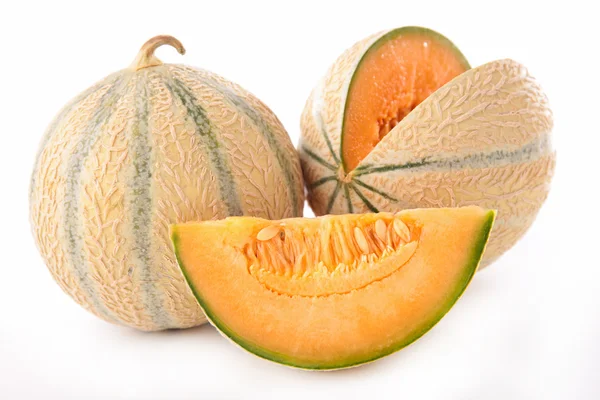 Hel och skivad färsk melon — Stockfoto