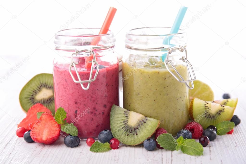 Assorted smoothie in jars