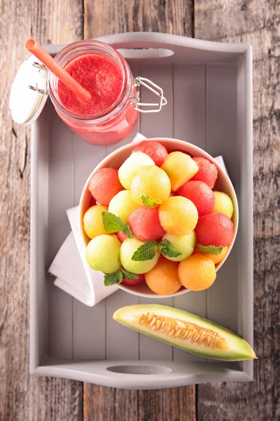 fruit salad and smoothie