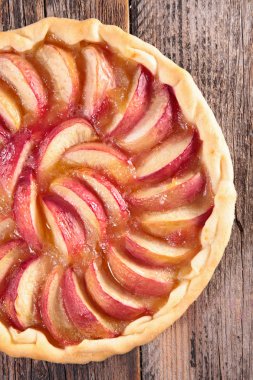 taze şeftali tart ahşap üzerine