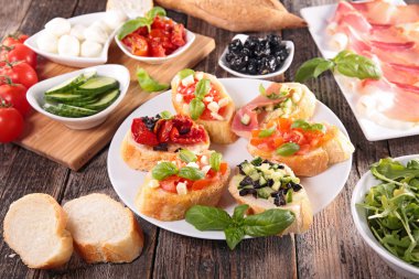 çeşitli bruschetta meze