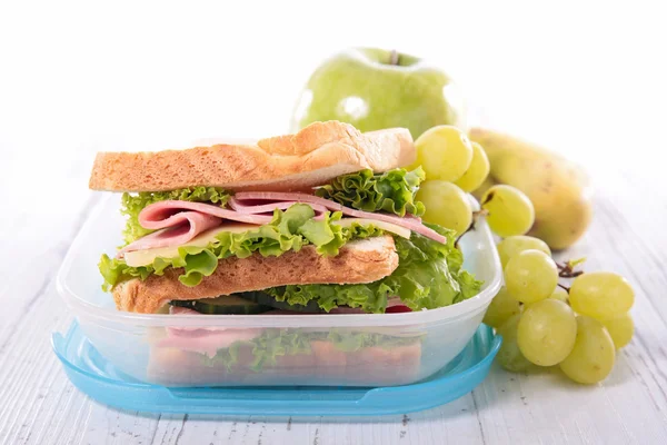 School lunch box with sandwich — Stock Photo, Image