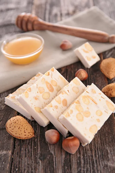 Nougat dessert with nuts — Stock Photo, Image