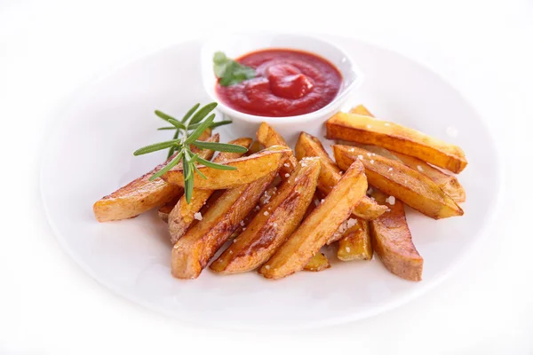 Pommes und Ketchup — Stockfoto