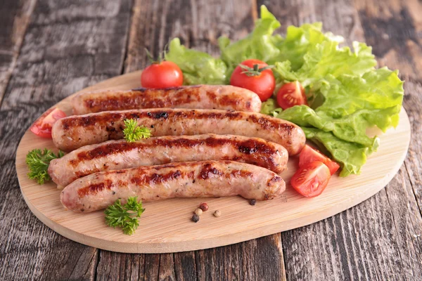 Grilled sausages with vegetables — Stock Photo, Image