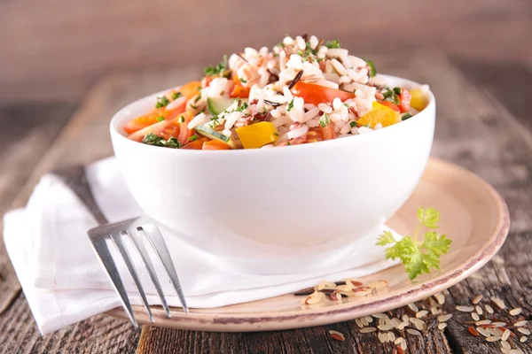 Rice salad in white bowl — Stock Photo, Image