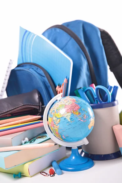 Globe with school equipment — Stock Photo, Image