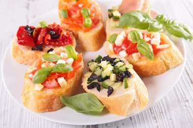 Bruschetta, kanepe, meze