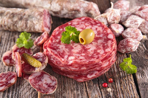 Salumi assortiti, antipasti — Foto Stock