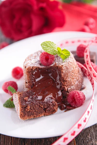 딸기와 초콜릿 파이 — 스톡 사진