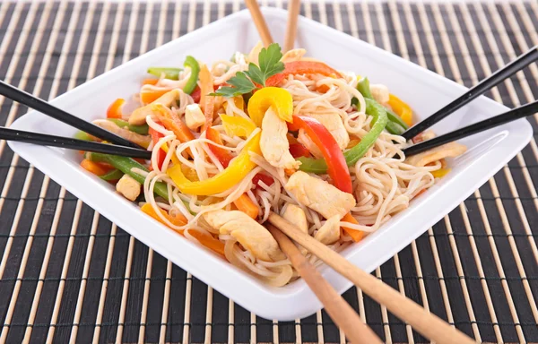 Chinese noodles with meat — Stock Photo, Image