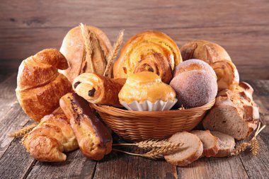 Croissant and various bread clipart