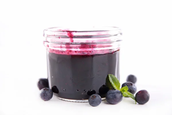 Blueberry jam in jar — Stock Photo, Image