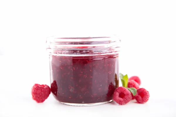 Himbeermarmelade im Glas — Stockfoto