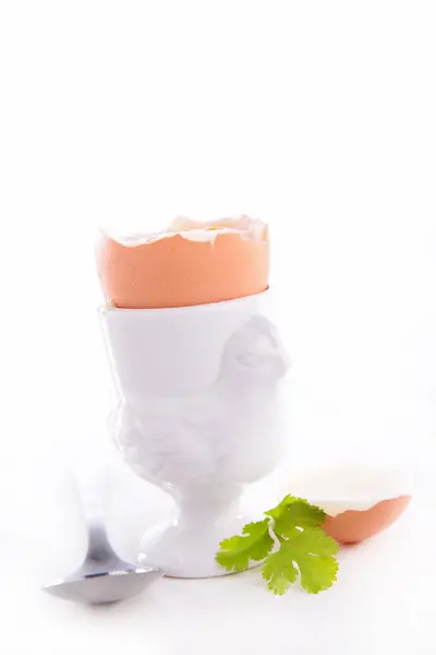 Boiled egg in cup — Stock Photo, Image