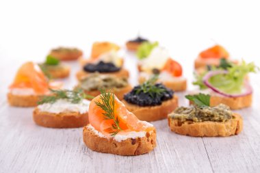 çeşitli kanepe, meze