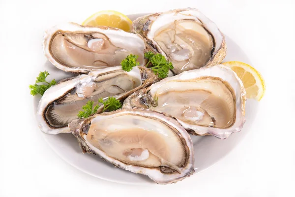 Ostriche al limone, frutti di mare — Foto Stock