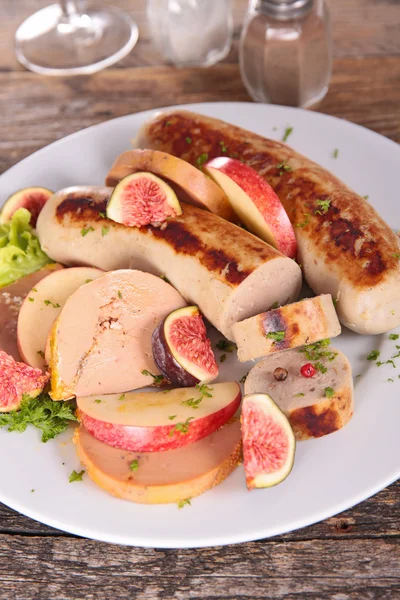 Białe kiełbaski z foie gras — Zdjęcie stockowe